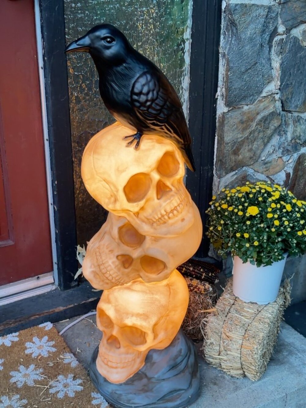 3' Skull Stack with Raven Blow Mold NIB